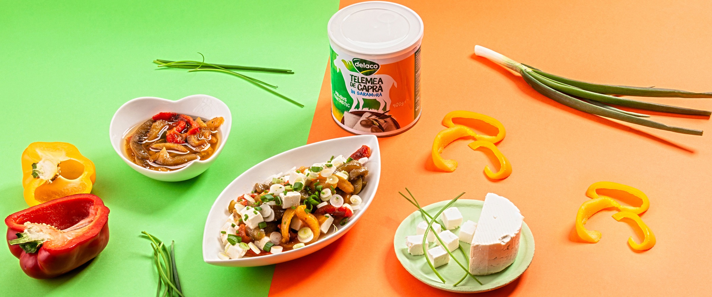 SALATĂ DE ARDEI COPȚI CU TELEMEA DE CAPRĂ